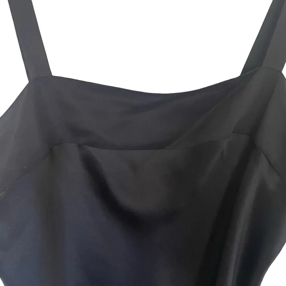 Silkscreen Black 100% Silk Cami Tank Sz M Coquette Dark Feminine Sultry Festival